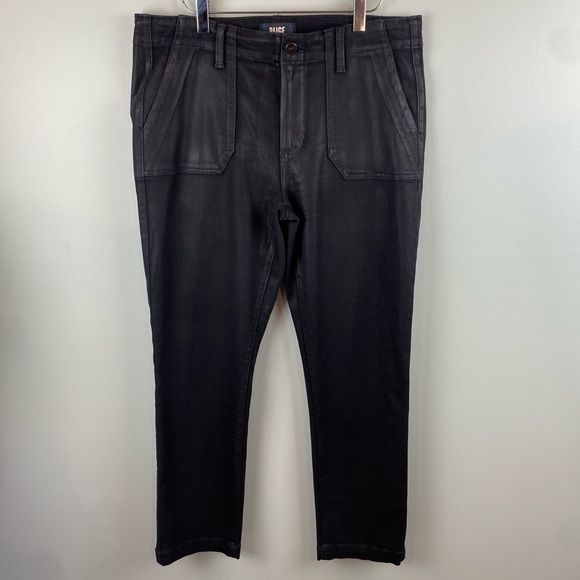PAIGE Denim - PAIGE Women's Mayslie straight leg high rise black fog luxe coating size 31